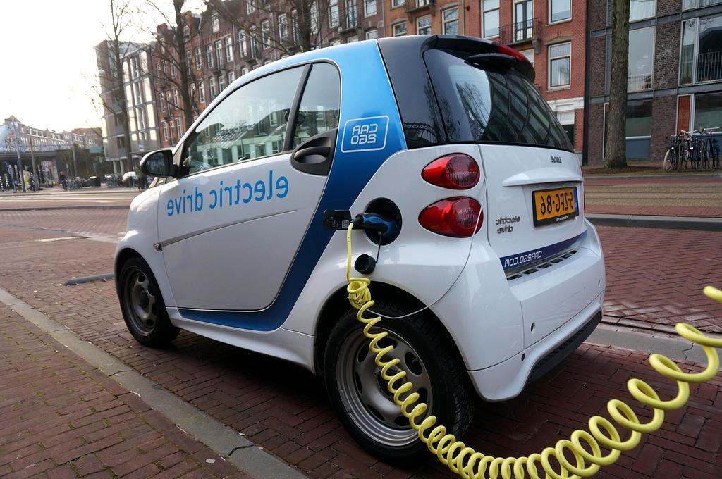 Futuristic smart city with energy grid